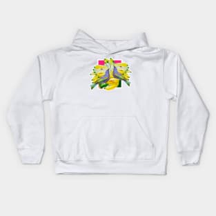 Lilac bird with bananas Kids Hoodie